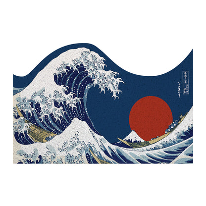 Feblilac Irregular Ukiyo-e Waves Sun PVC Coil Door Mat