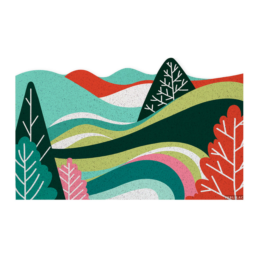 Feblilac Simple Orange and Green Mountains PVC Coil Door Mat - view 3