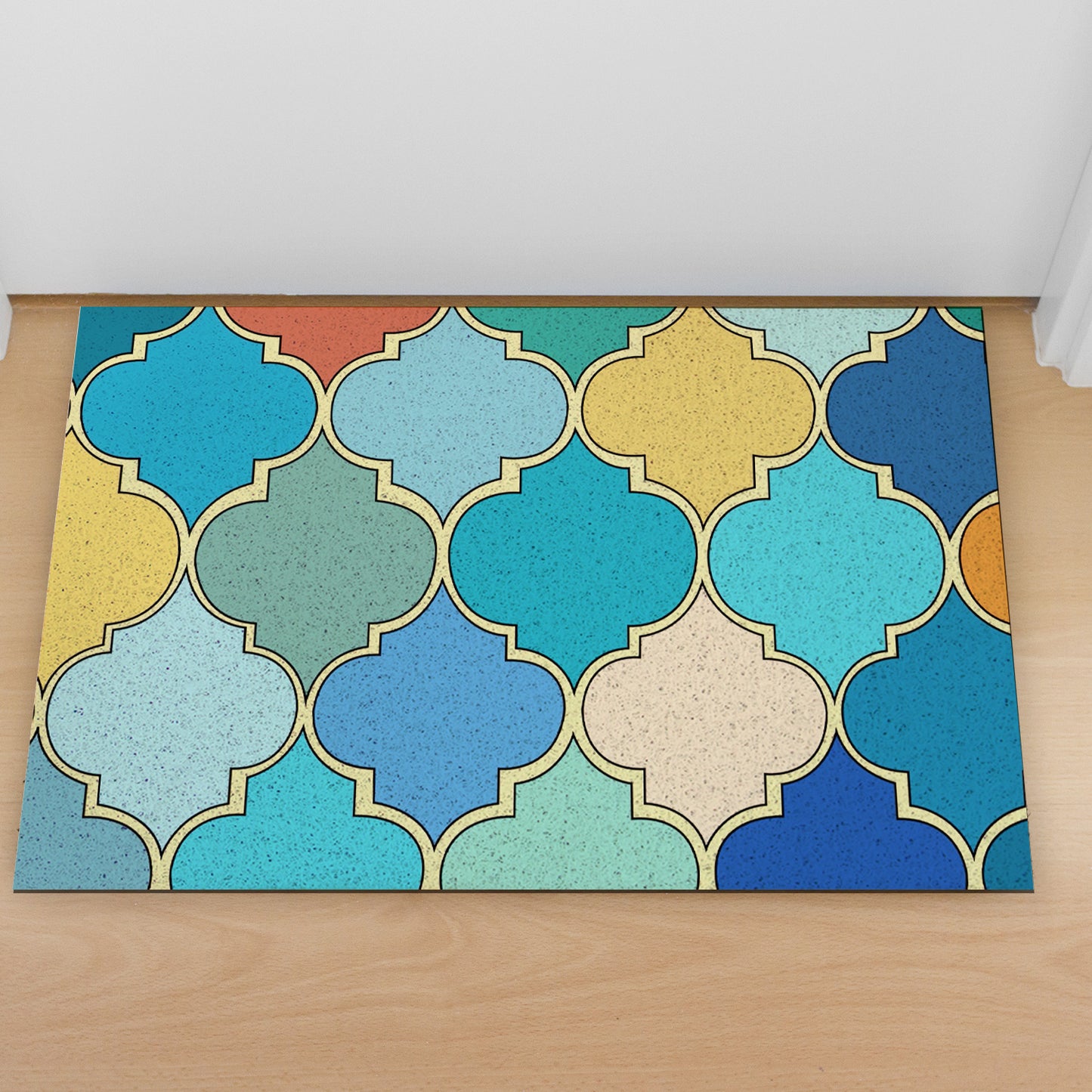 Feblilac Colorful Moroccan Pattern PVC Coil Door Mat