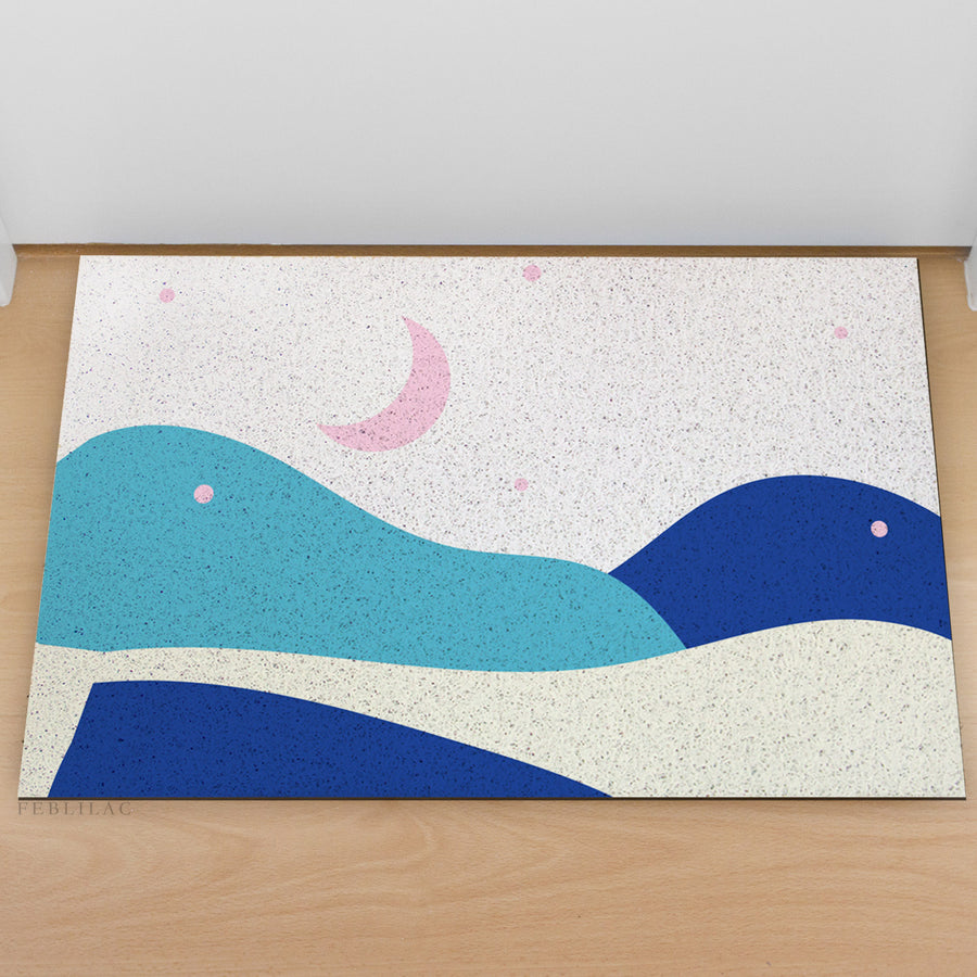 Feblilac Blue Pink Night Starry Sky PVC Coil Door Mat - view 2