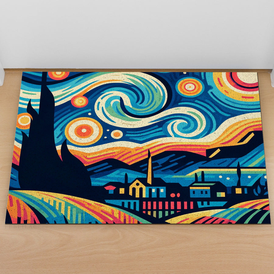 Feblilac Starry Sky Illustration Version PVC Coil Door Mat - view 3