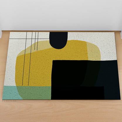 Feblilac Green Black Yellow Modern Abstract PVC Coil Door Mat