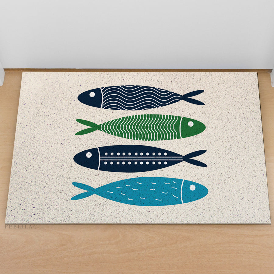 Feblilac Blue Simple Fish PVC Coil Door Mat - view 3