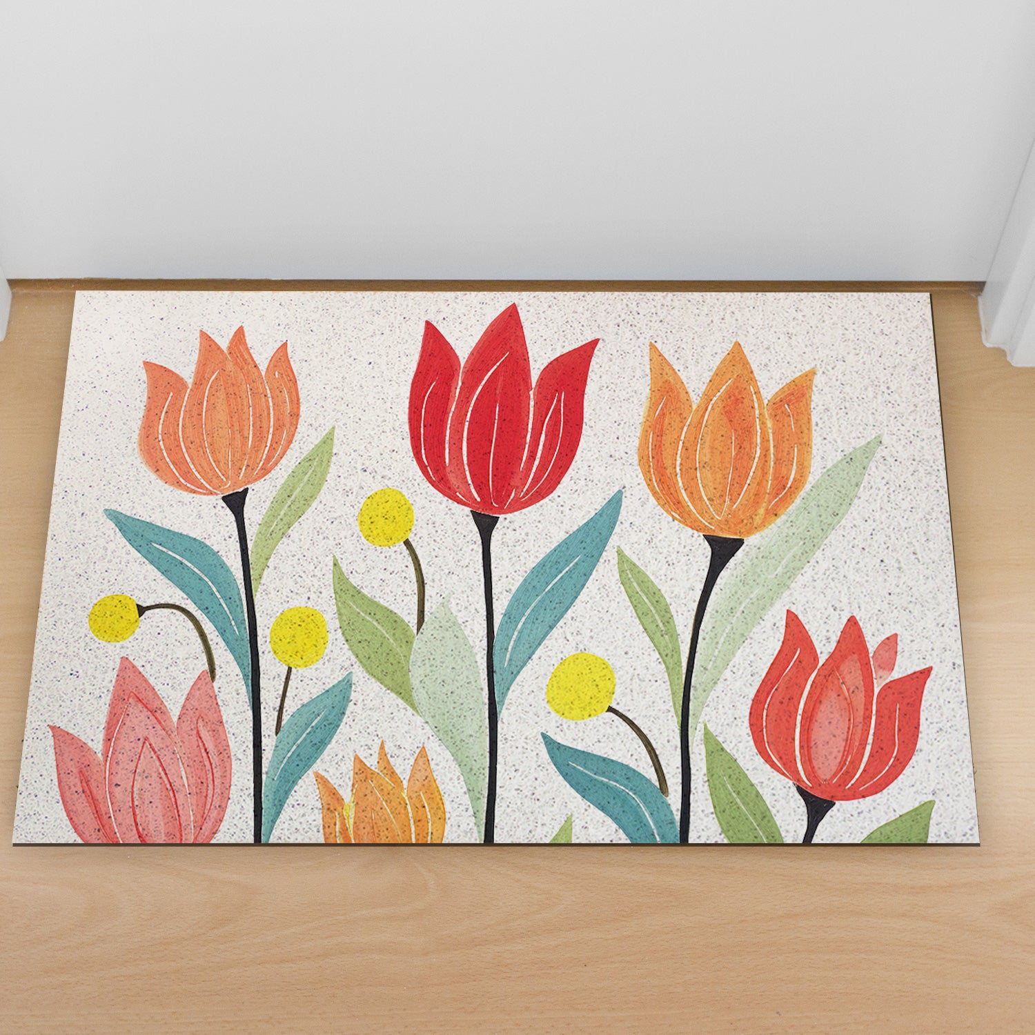 Feblilac Tulips Off-white Background PVC Coil Door Mat
