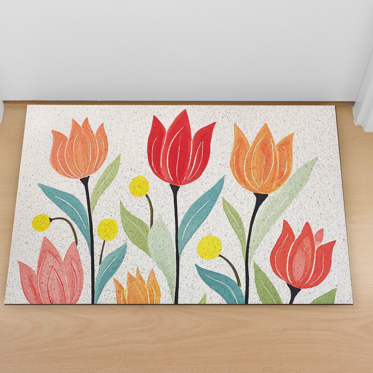 Feblilac Tulips Off-white Background PVC Coil Door Mat