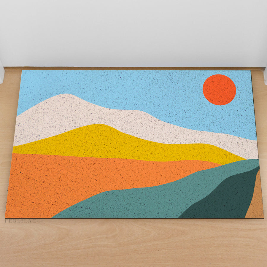 Feblilac Colorful Mountains Sunrise PVC Coil Door Mat - view 3