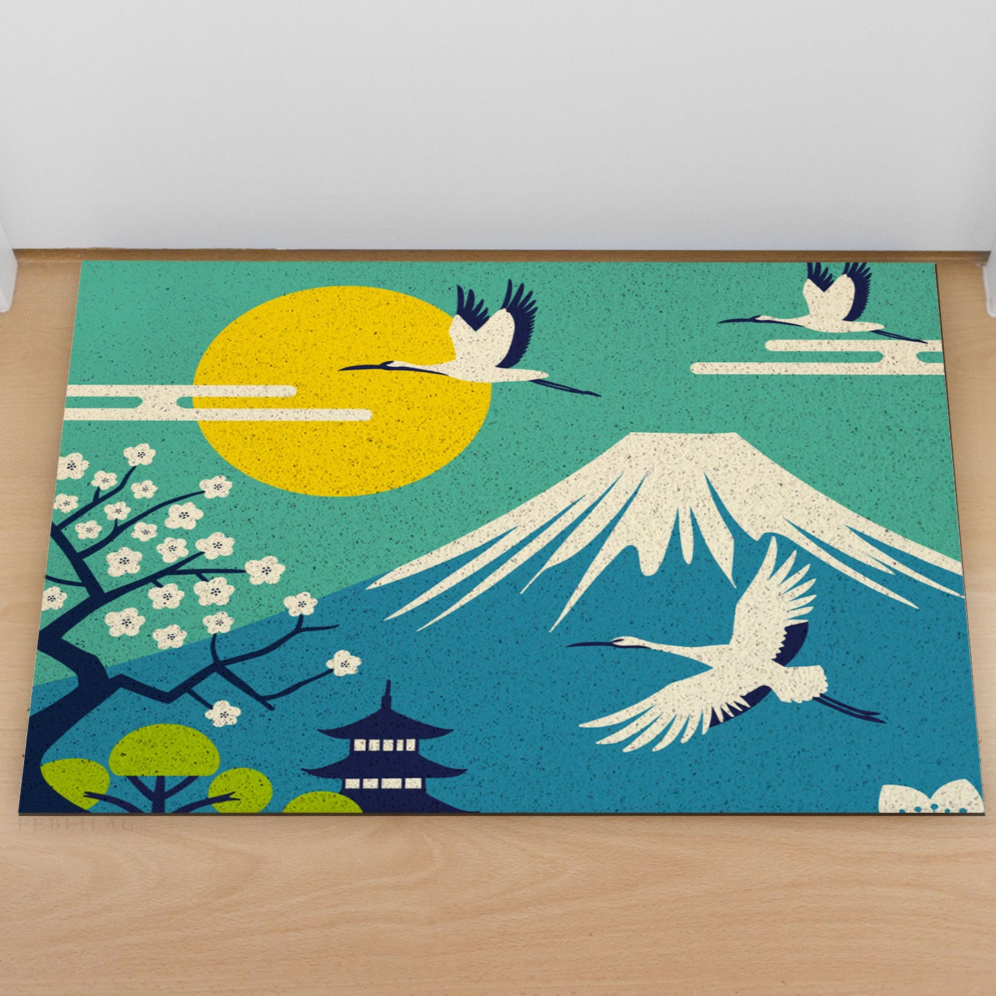 Feblilac Mount Fuji Crane PVC Coil Door Mat