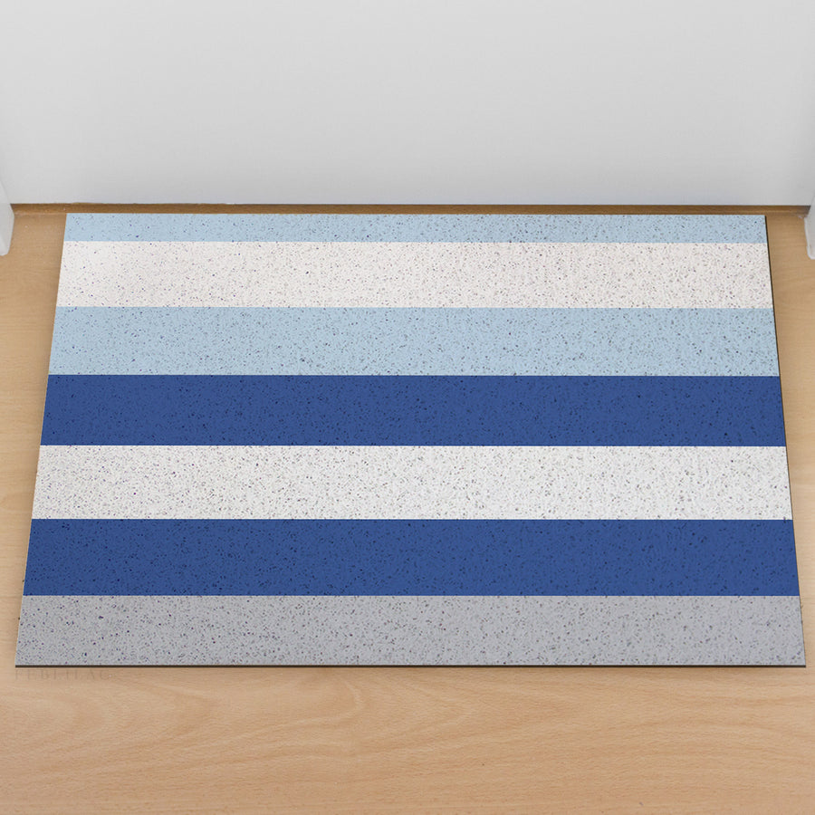 Feblilac Blue and White Stripes PVC Coil Door Mat - view 3