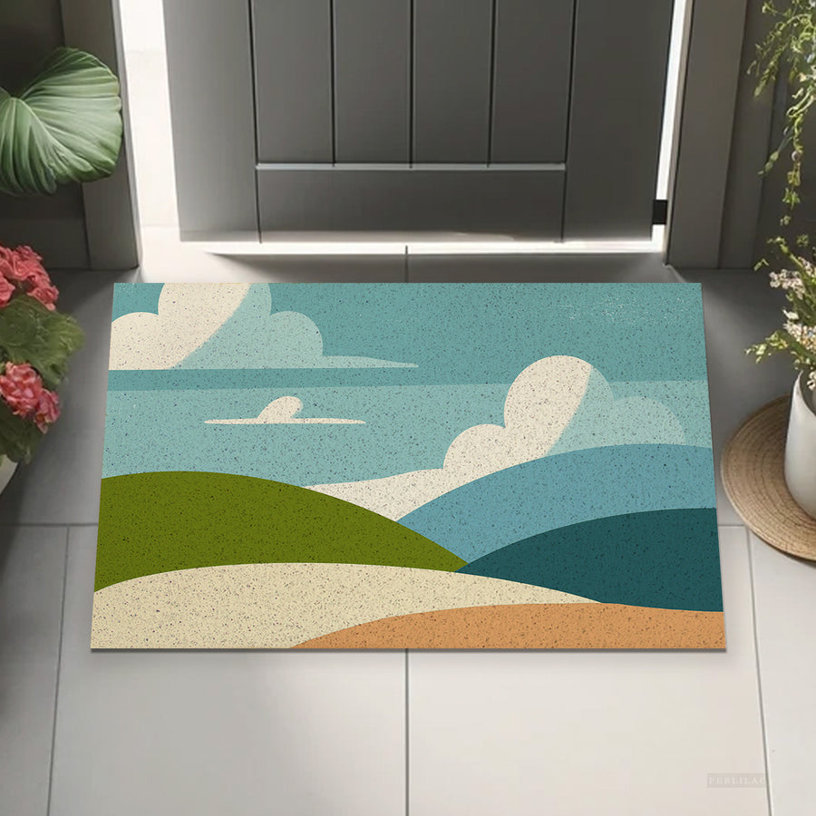 Feblilac Big Blue Sky and White Clouds PVC Coil Door Mat - view 4