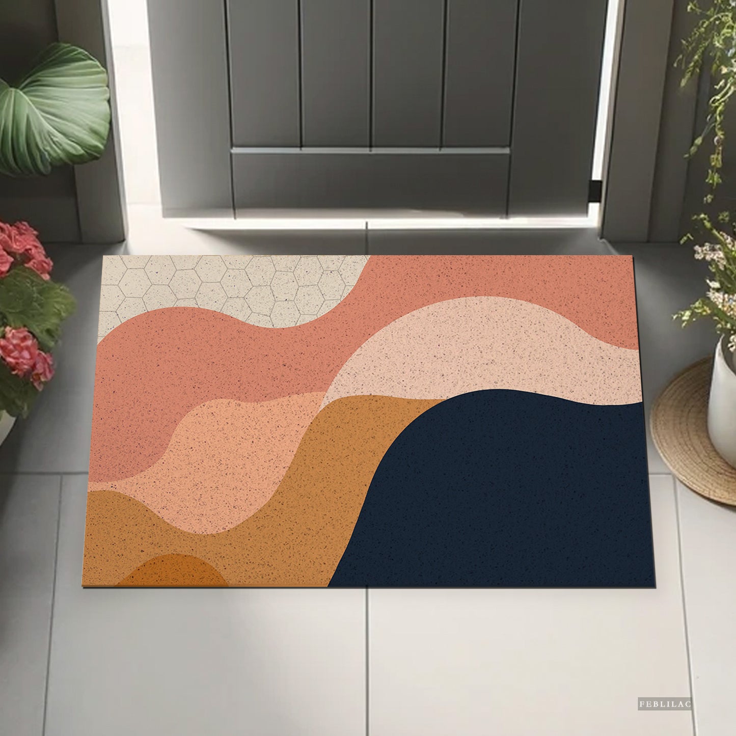 Feblilac Six-Color Wave Mountain PVC Coil Door Mat