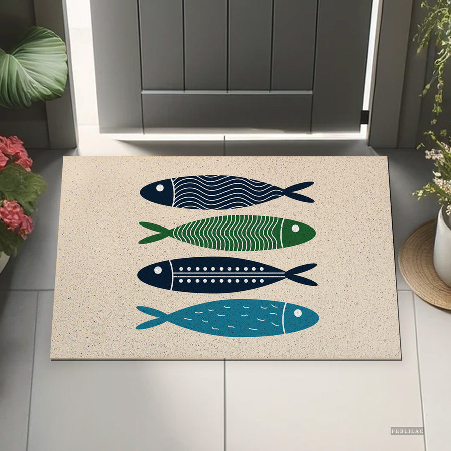 Feblilac Blue Simple Fish PVC Coil Door Mat - view 4
