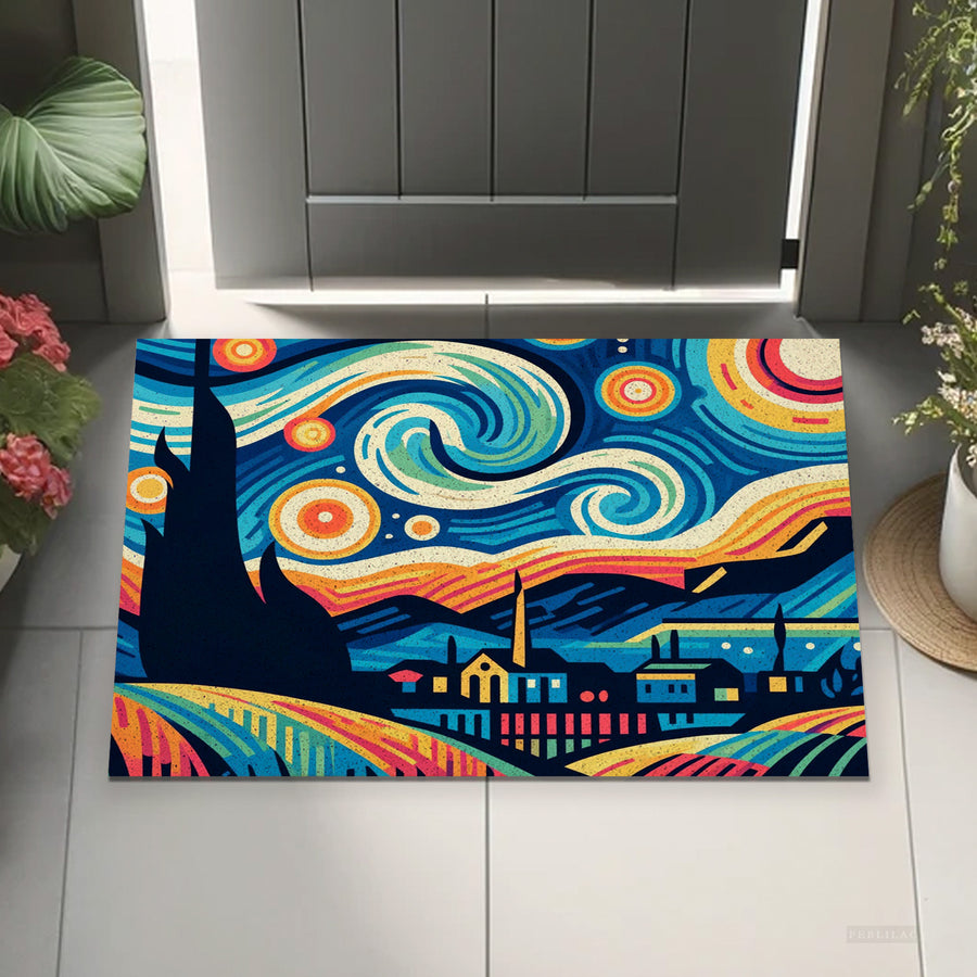Feblilac Starry Sky Illustration Version PVC Coil Door Mat - view 4