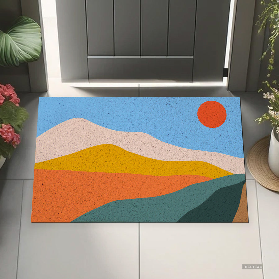 Feblilac Colorful Mountains Sunrise PVC Coil Door Mat - view 4