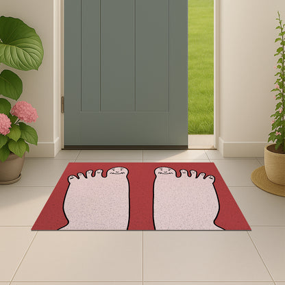 Feblilac Five Toes PVC coil door mat beside a doorway on grey stone