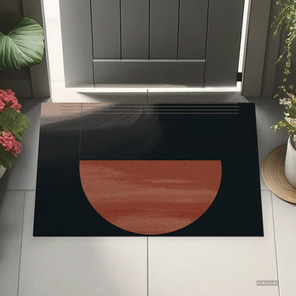 Feblilac Red and Black Modern Abstract PVC Coil Door Mat