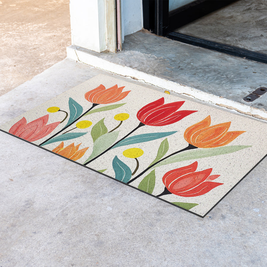 Feblilac Tulips Off-white Background PVC Coil Door Mat - view 4