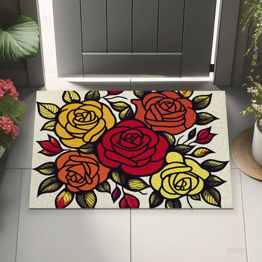 Feblilac Rose Bush PVC Coil Door Mat