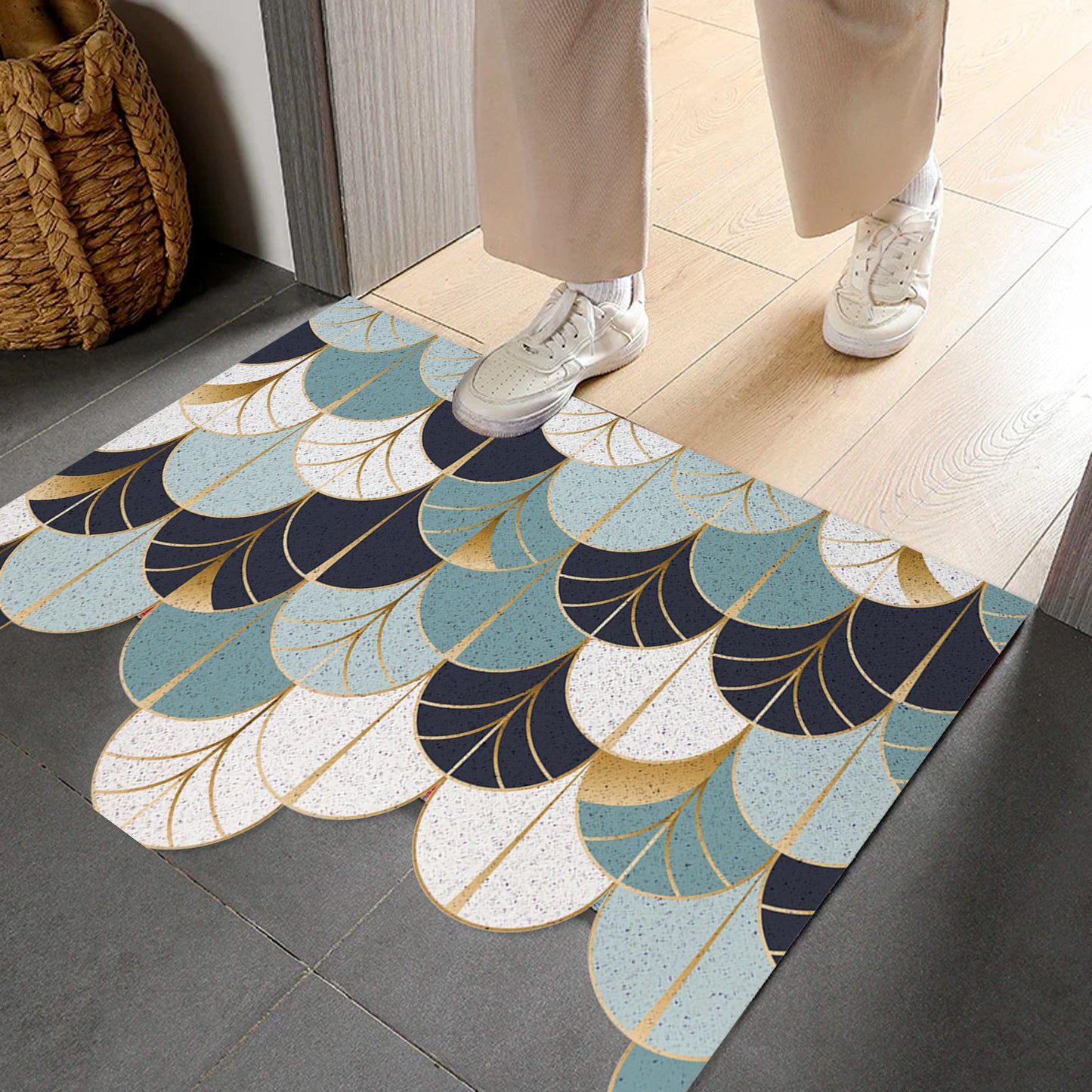 PVC Cutting Welcome Abstract Leaves Mats for Front Door Entrance Door - Feblilac® Mat