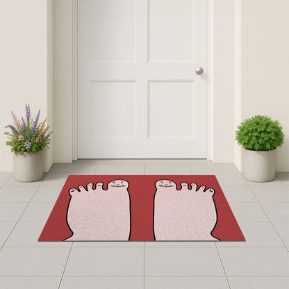 Feblilac Five Toes PVC coil door mat on a paved patio by the entrance