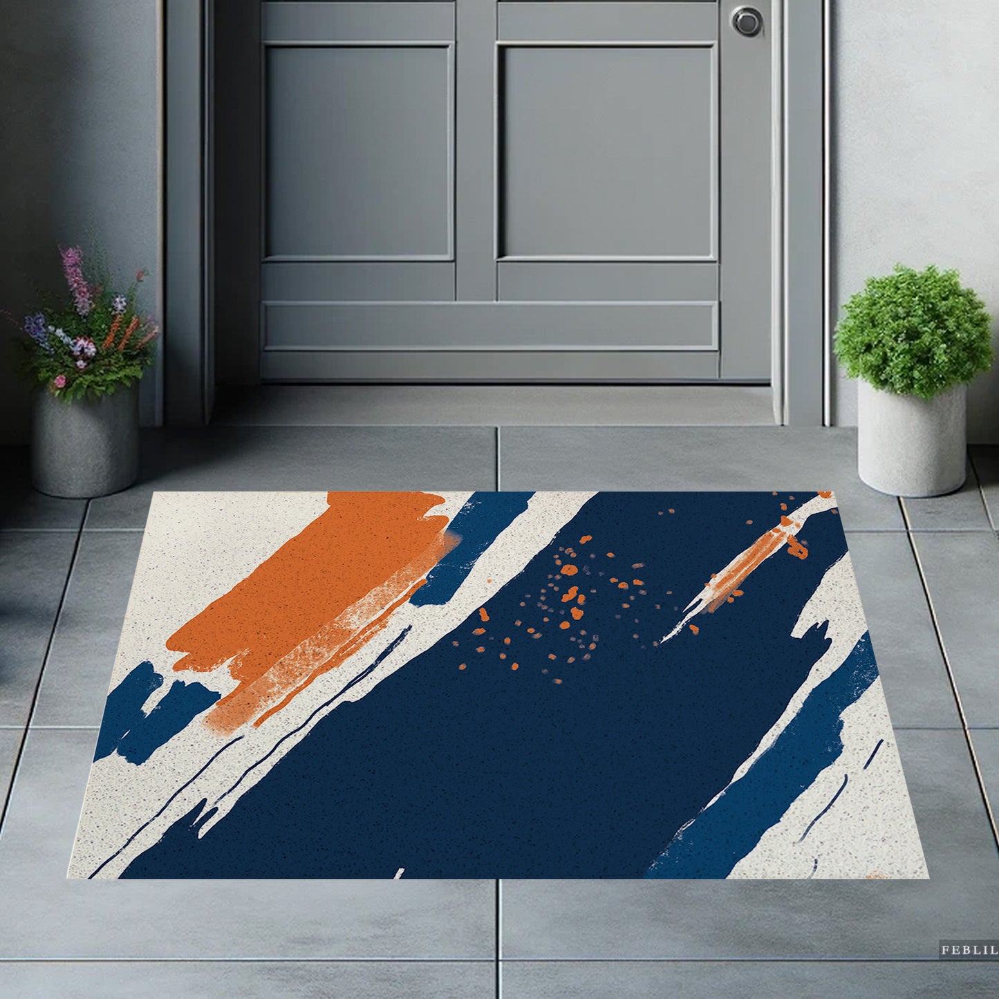 Feblilac Paint Blue Orange PVC Coil Door Mat