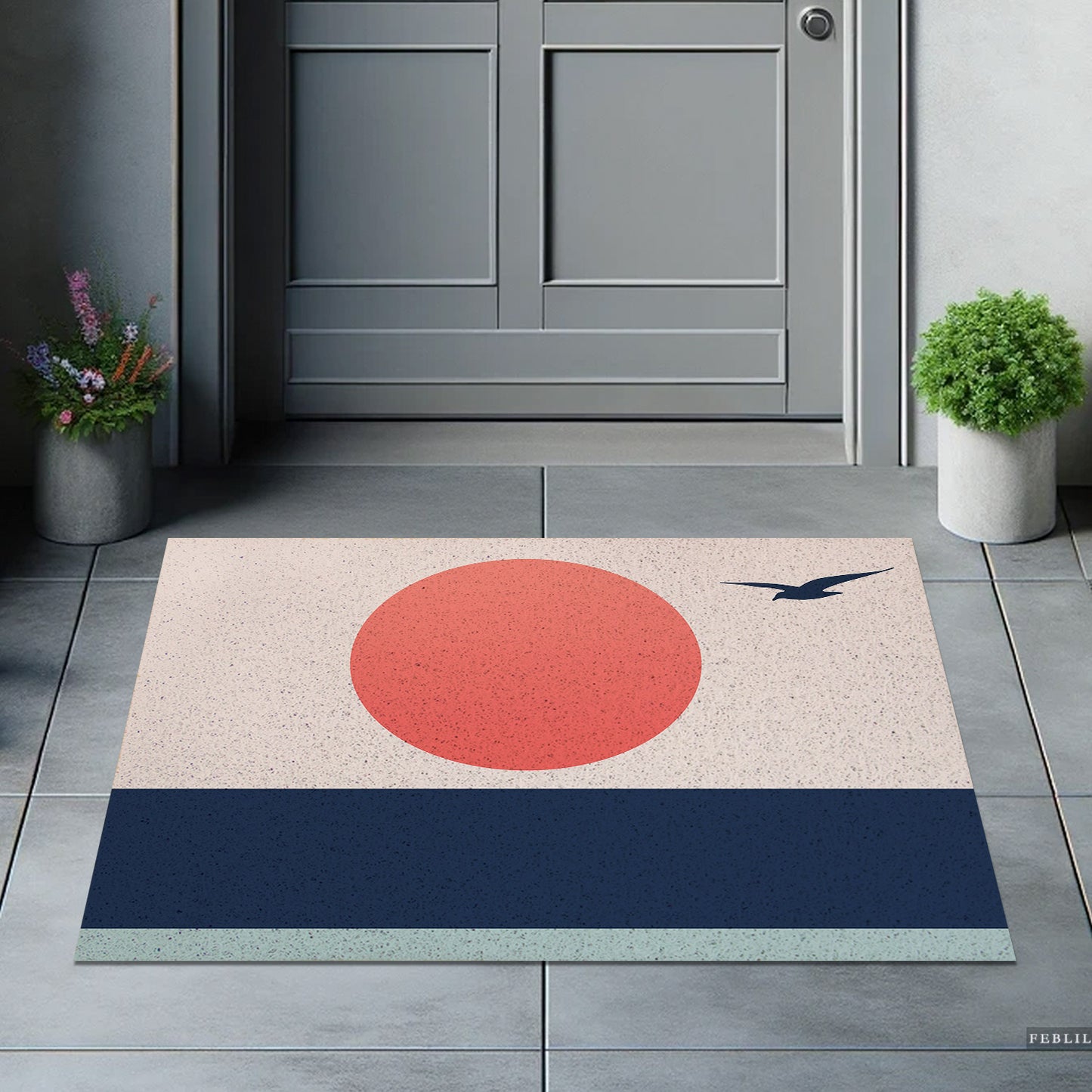 Feblilac Seagull Sunset Blue Tide PVC Coil Door Mat