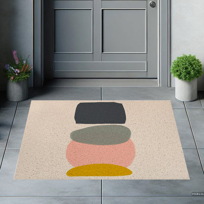 Feblilac Four Color Blocks Abstract Stone PVC Coil Door Mat