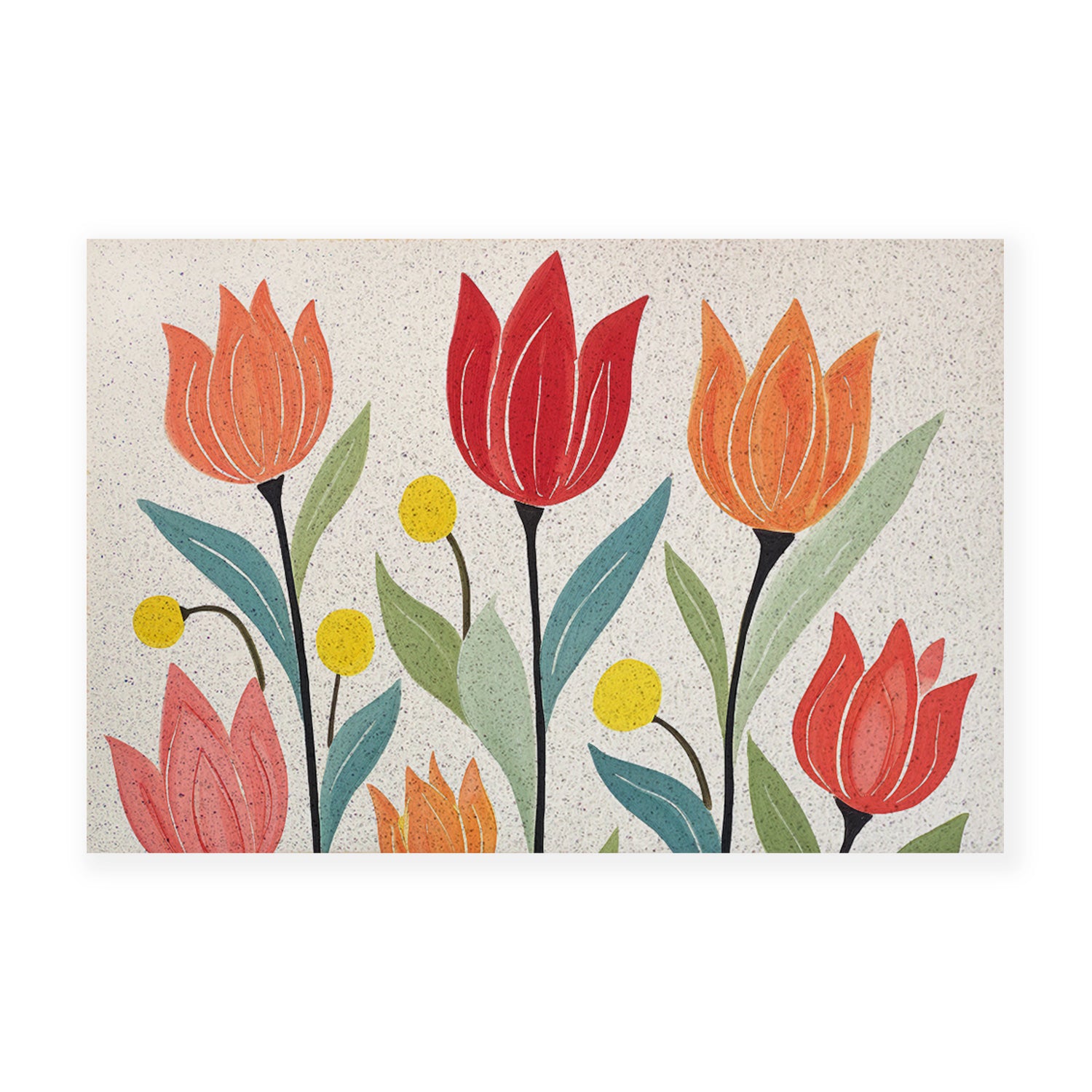 Feblilac Tulips Off-white Background PVC Coil Door Mat