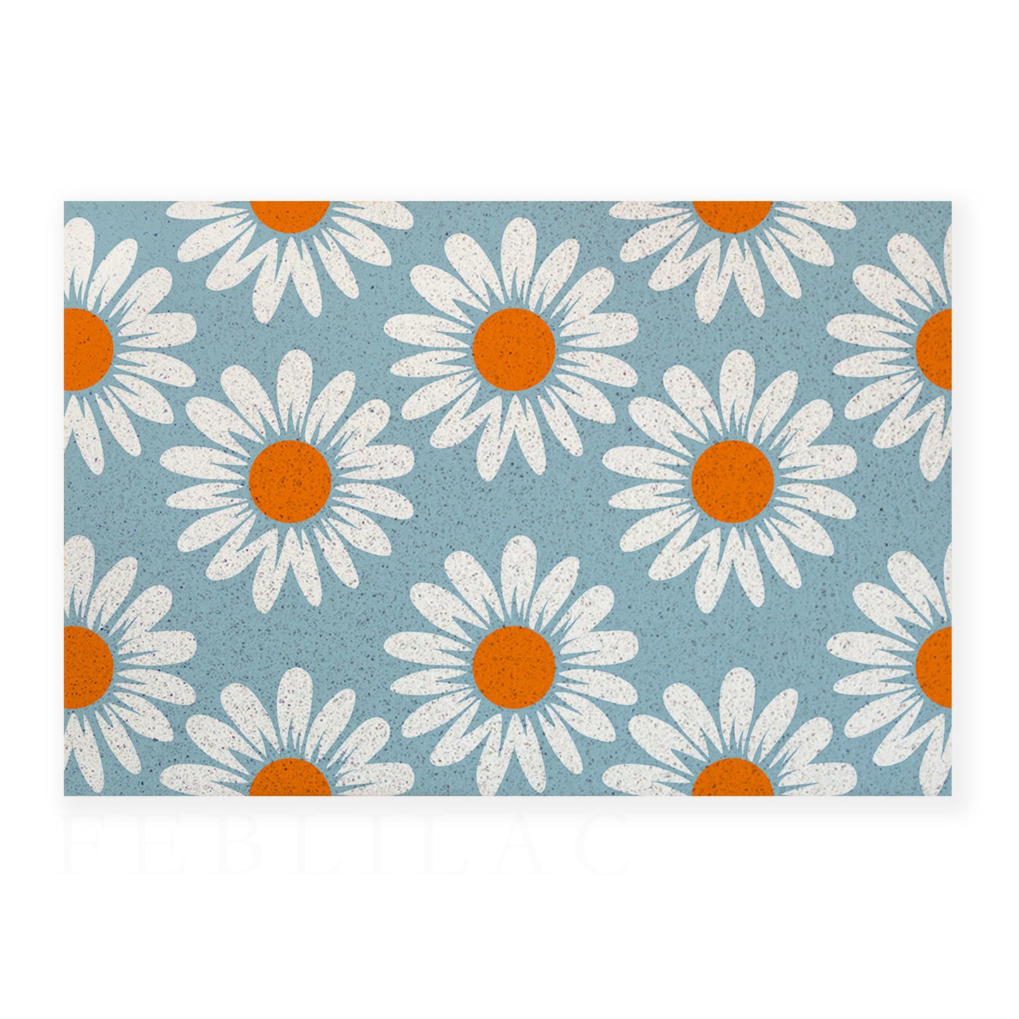 Feblilac White Daisy Pattern PVC Coil Door Mat