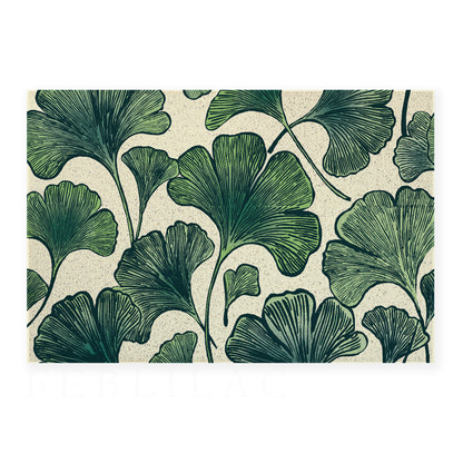 Feblilac Ginkgo Leaf Pattern PVC coil door mat flat lay on a clean white background