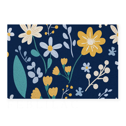 Feblilac Flower Pattern PVC coil door mat flat lay on a clean white background
