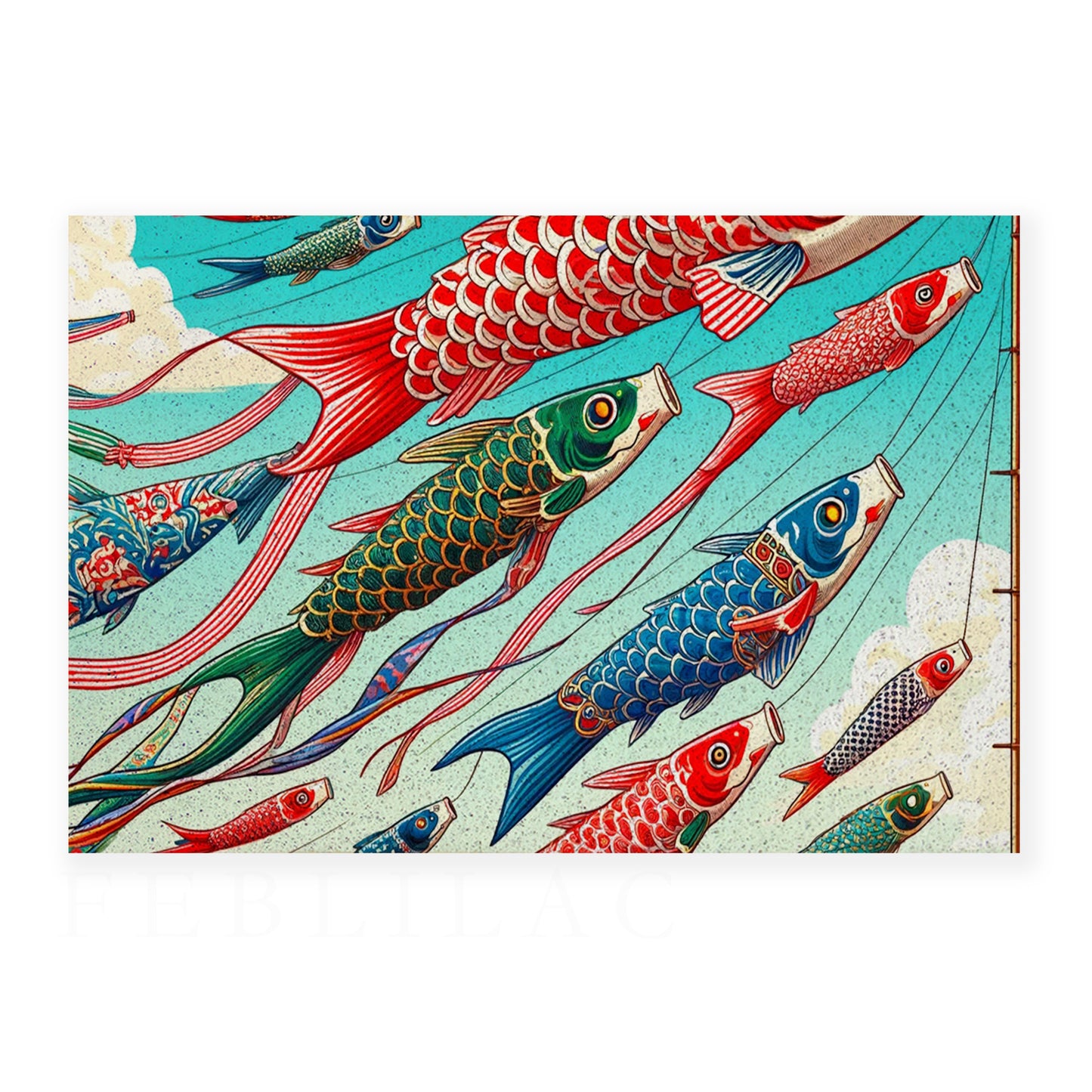 Feblilac Flying Koi Complex Version PVC Coil Door Mat