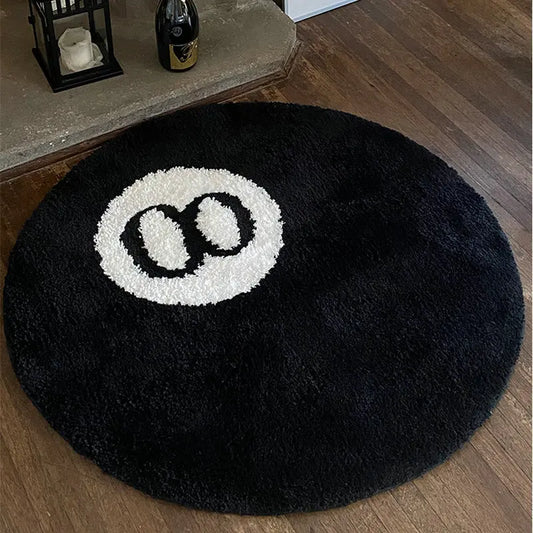 Simulation Billiards 8 Ball Rug Round Tufting Rug, Anti-slip Bath Mat