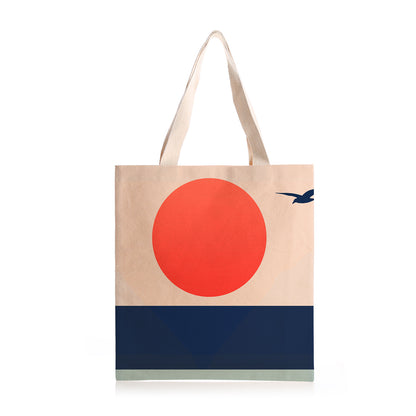 Feblilac Seagull Sunset Blue Tide Canvas Tote Bag