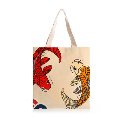 Feblilac Two Koi Carps Canvas Tote Bag