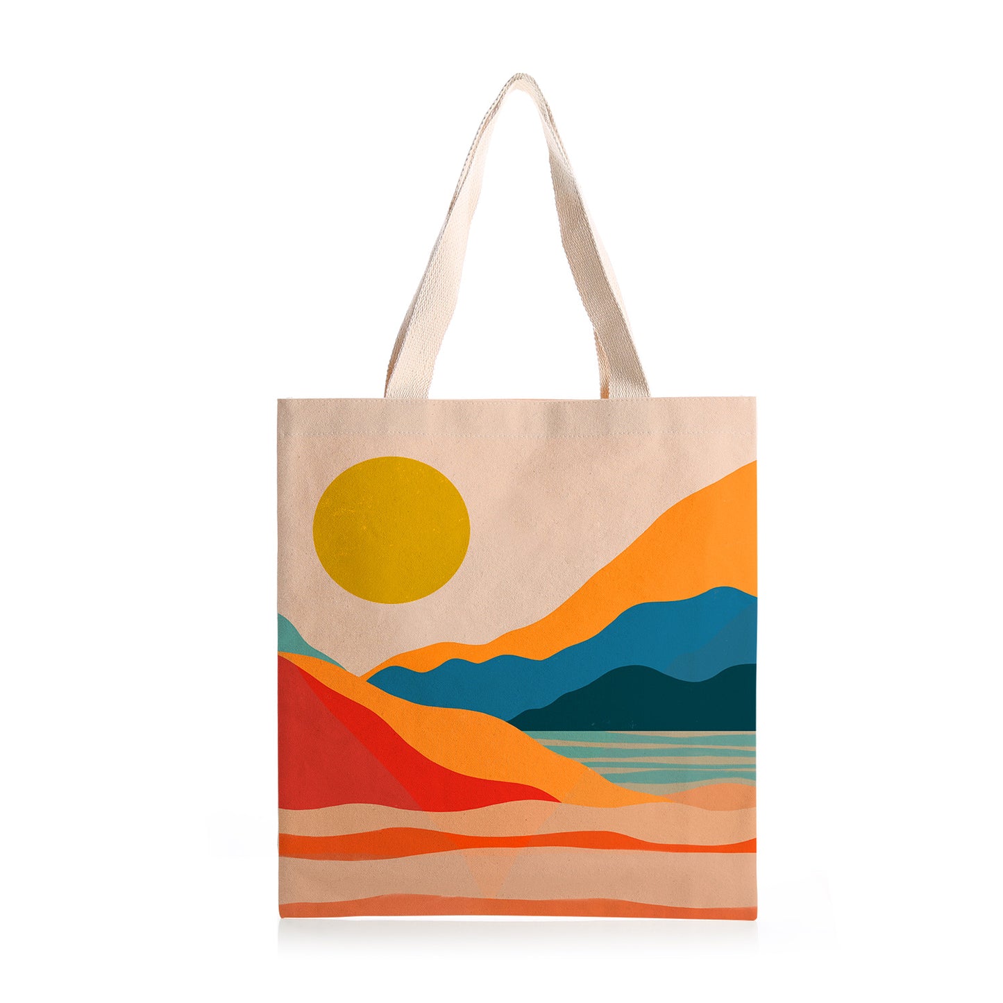 Feblilac Red Orange Blue Lake Sunset Canvas Tote Bag