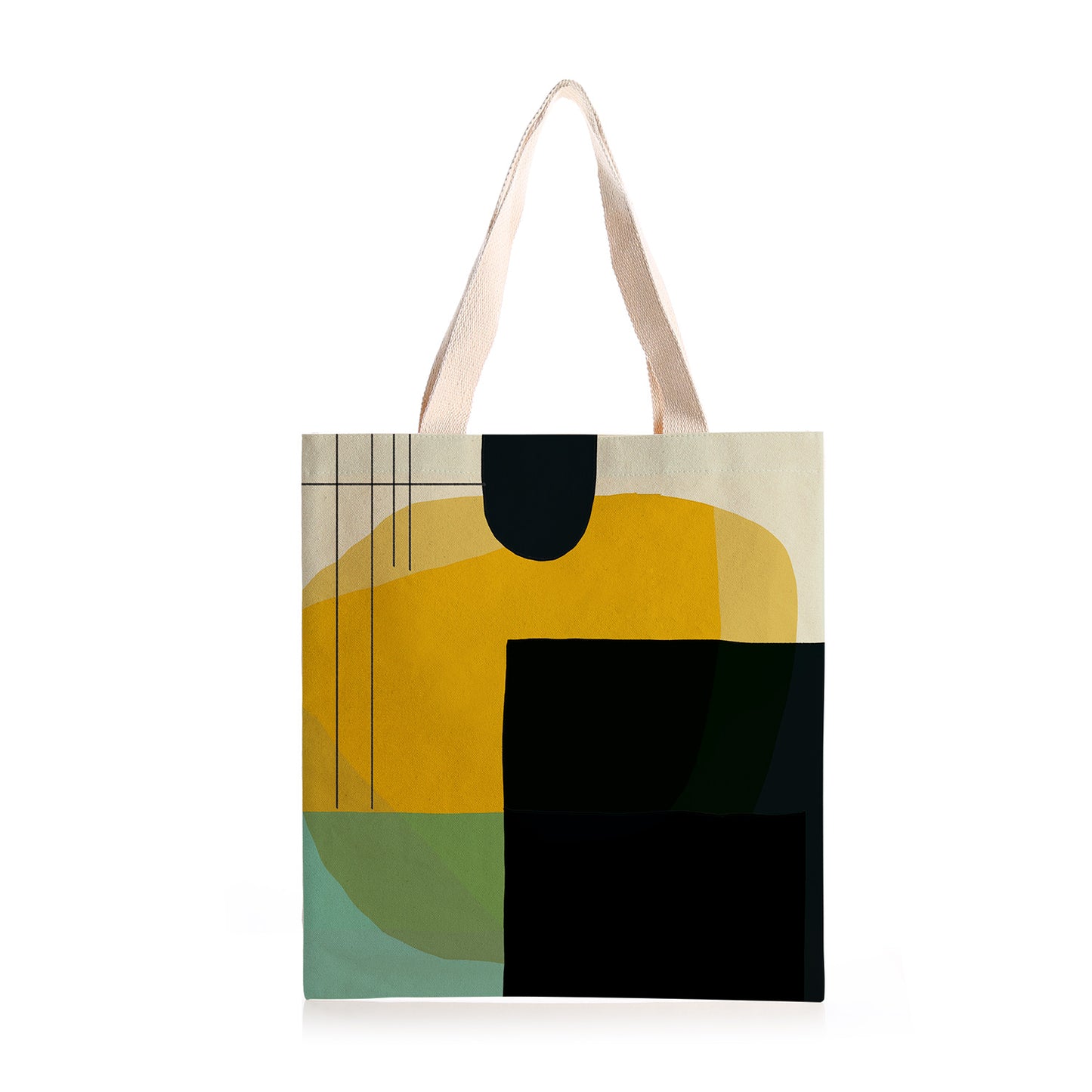 Feblilac Green Black Yellow Modern Abstract Canvas Tote Bag