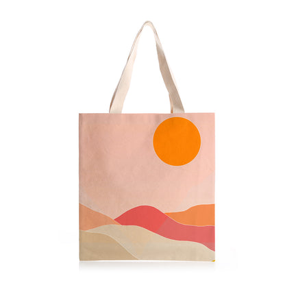 Feblilac Pink Mountain Sunrise Canvas Tote Bag