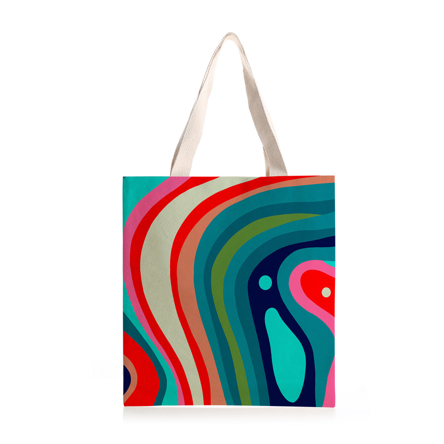 Feblilac Blue Orange Green Curve Texture Canvas Tote Bag - view 2