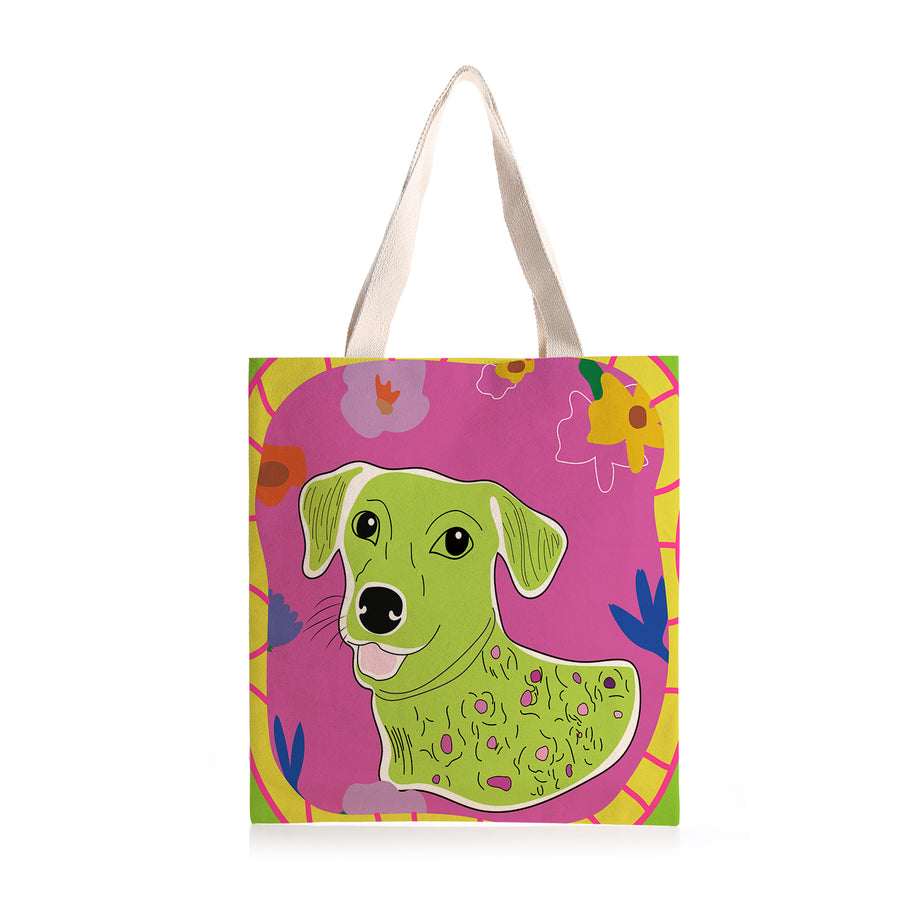 Feblilac Colorful Dog Canvas Tote Bag - view 2