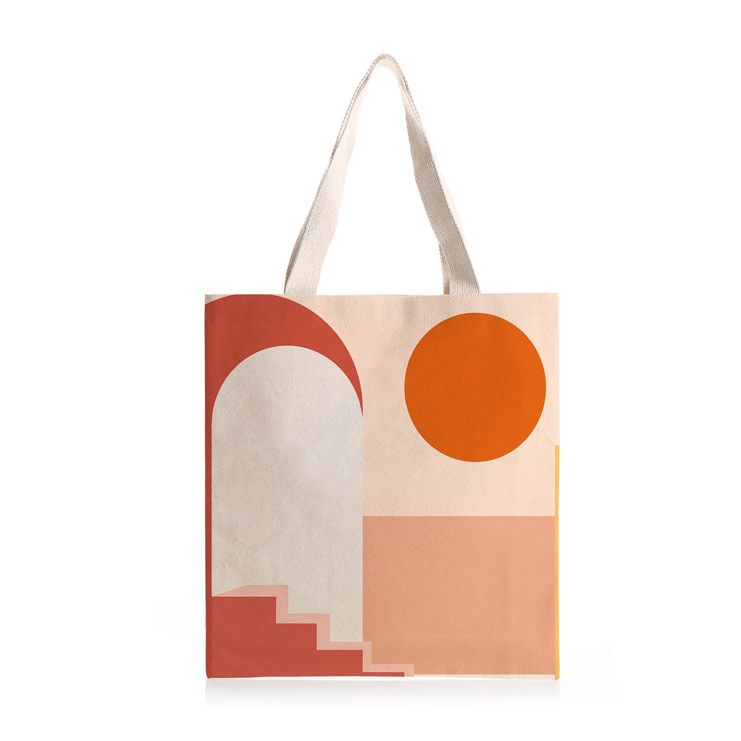 Feblilac Red Color Block Modern Abstract Canvas Tote Bag