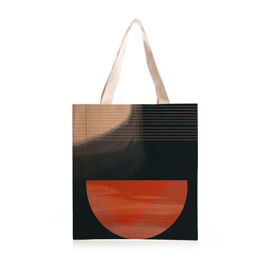 Feblilac Red and Black Modern Abstract Canvas Tote Bag - view 2