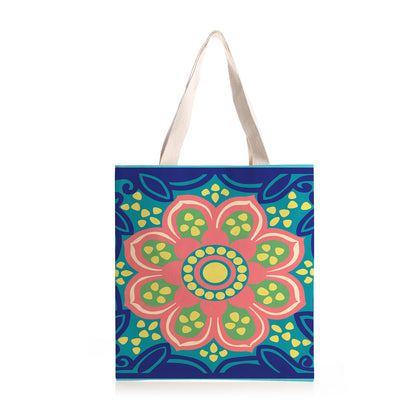 Feblilac Bohemian Lotus Canvas Tote Bag