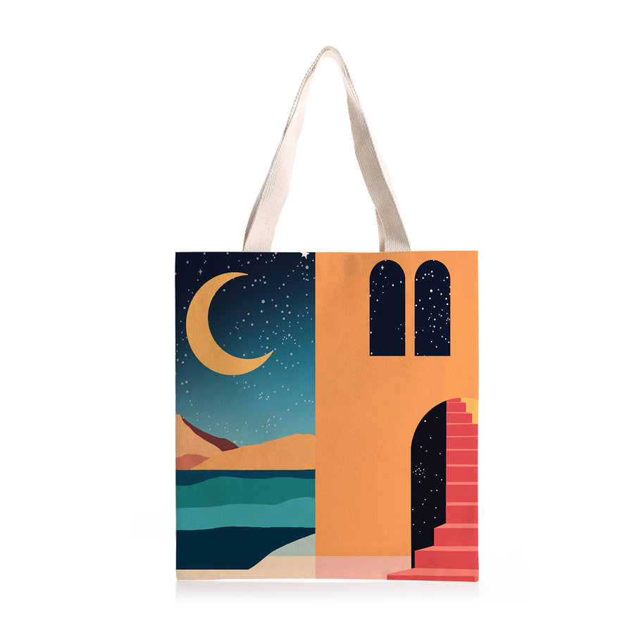 Feblilac Simple Style House Mountains Canvas Tote Bag - view 2