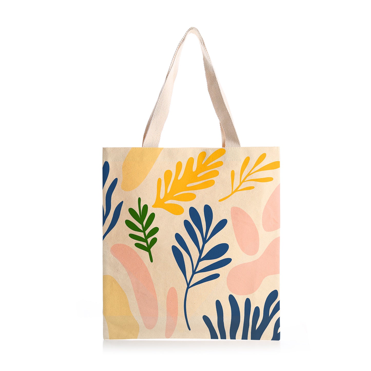 Feblilac Colorful Modern Leaf Color Blocks Canvas Tote Bag