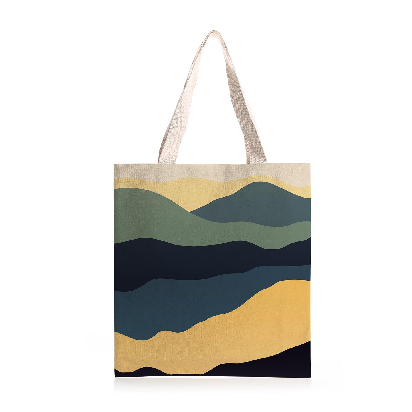 Feblilac Navy Blue Mountains Canvas Tote Bag