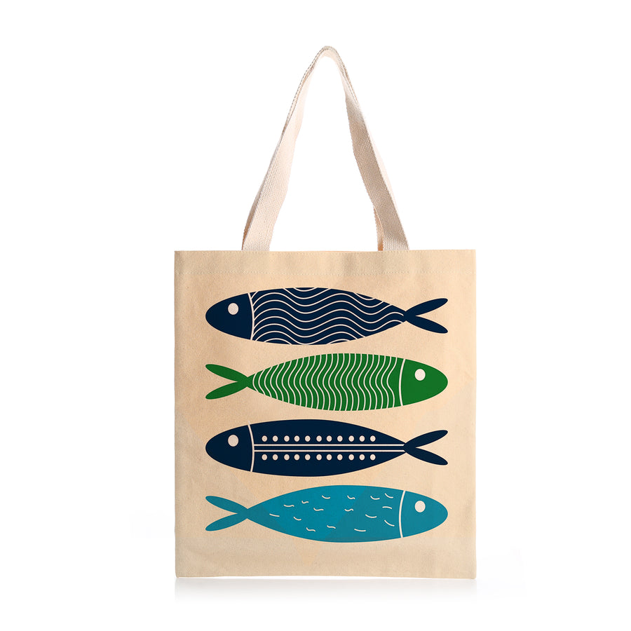 Feblilac Blue Simple Fish Canvas Tote Bag - view 2