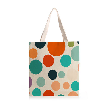 Feblilac Colorful Polka Dots Canvas Tote Bag