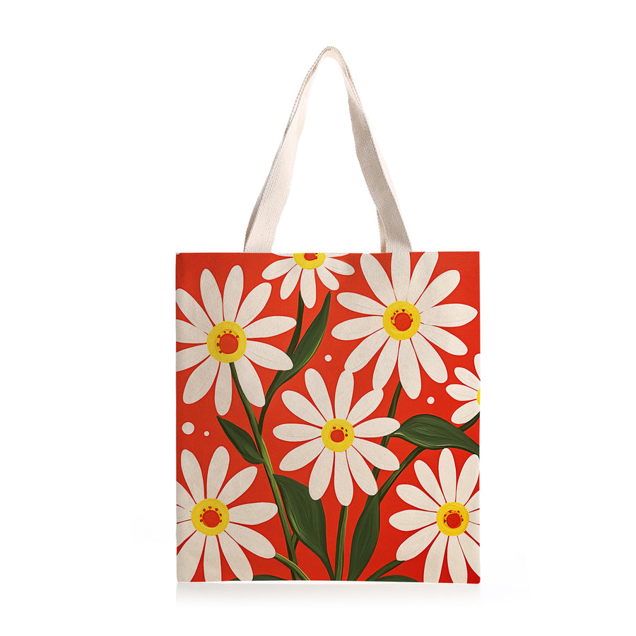 Feblilac Daisy Red Background Canvas Tote Bag - view 2