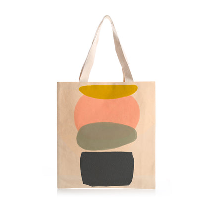 Feblilac Four Color Blocks Abstract Stone Canvas Tote Bag