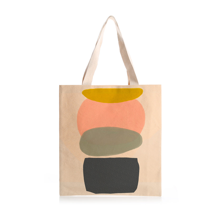 Feblilac Four Color Blocks Abstract Stone Canvas Tote Bag - view 2